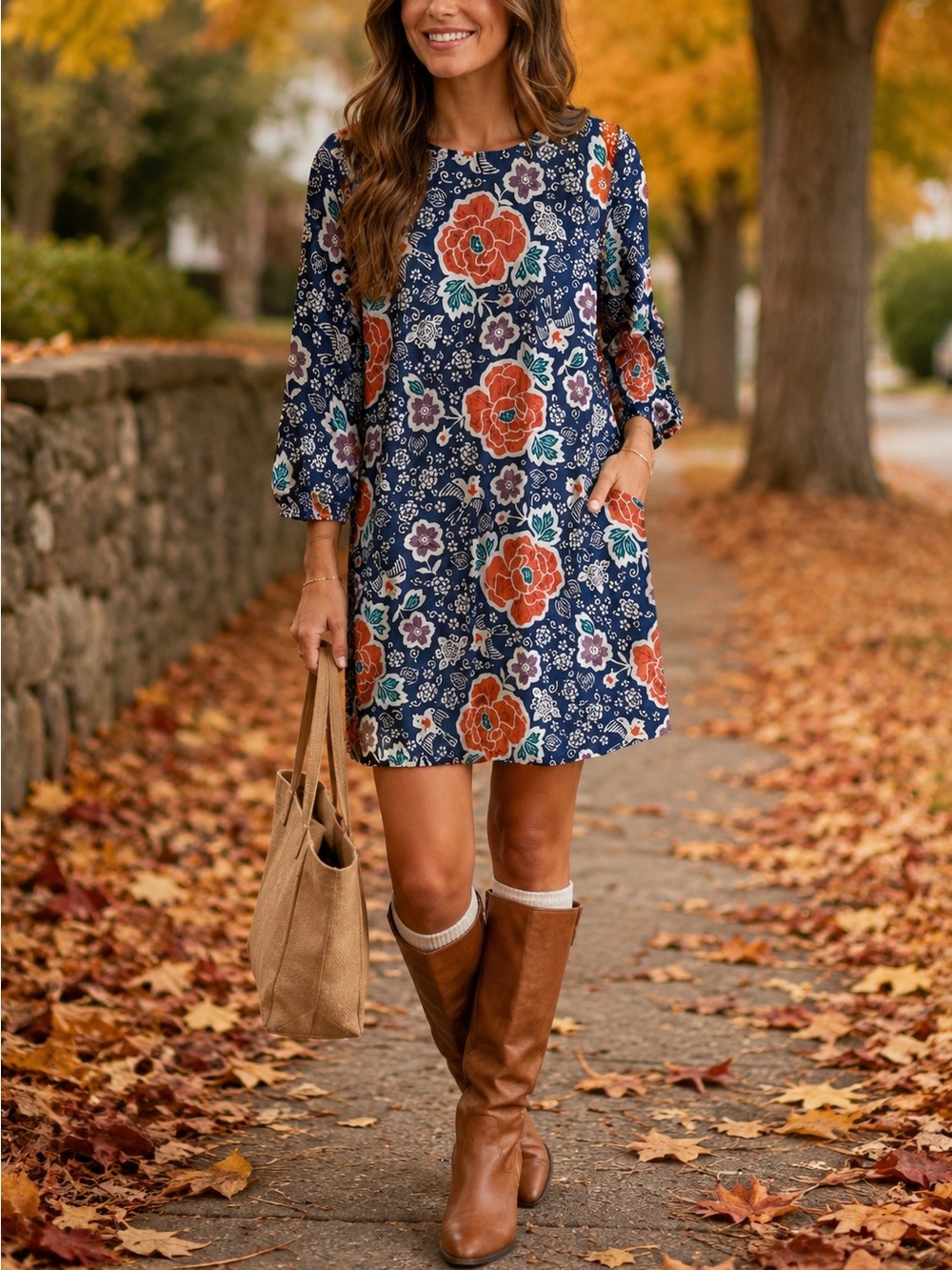 Old Navy Floral Bird Print Shift Dress Small Cottagecore Boho Fall Teacher